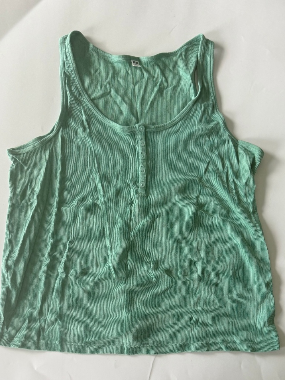 Uniqlo Women's Teal Ribbed Henley Neck Tank Top Size XL NWOT